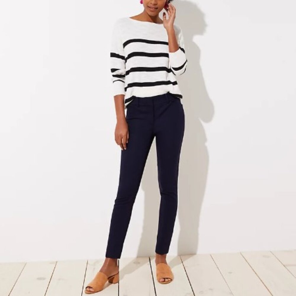 Ann Taylor Loft The Perfect Skinny Pants Navy Blue Size 10 Regular NWT